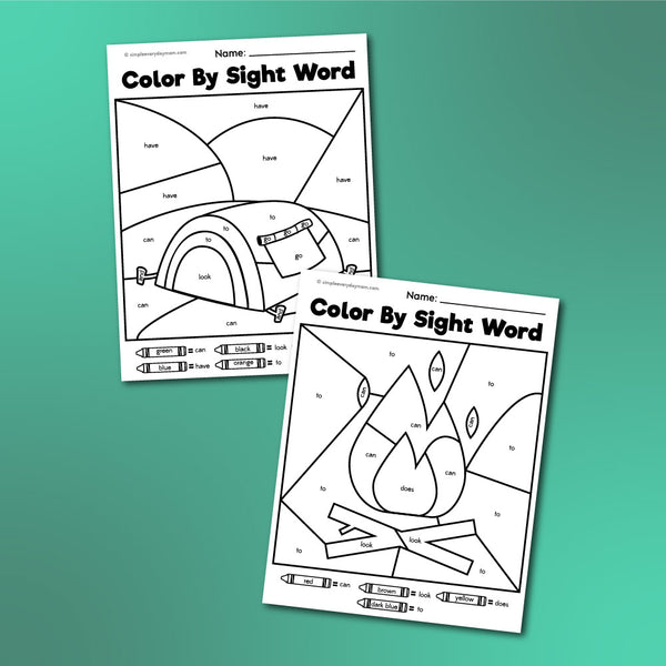 Camping Color By Sight Word Printables