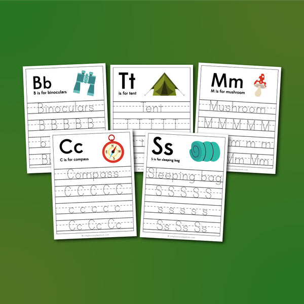 camping handwriting worksheets