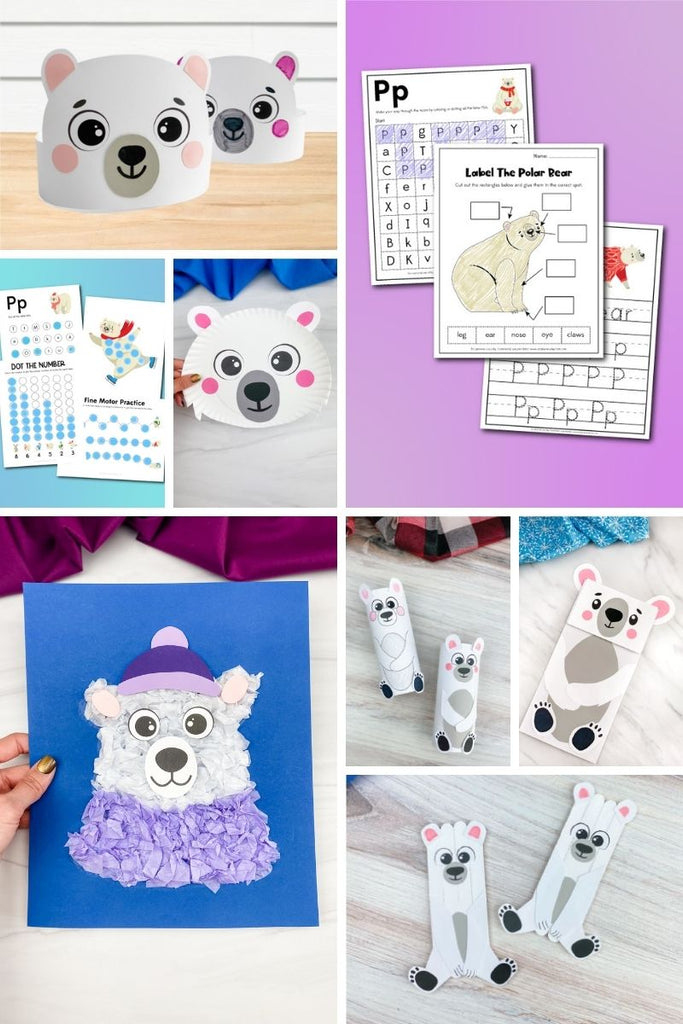 polar bear activities image collage
