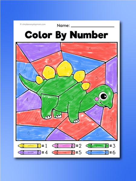 Dinosaur Color By Number Worksheets