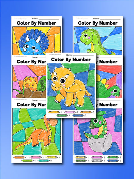 dinosaur color by numbers