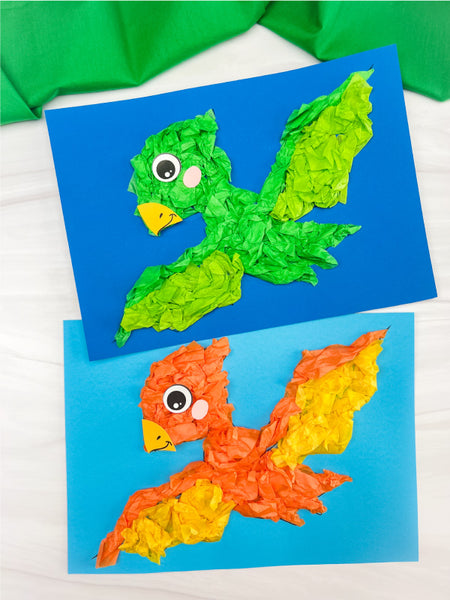 2 dinosaur tissue paper crafts