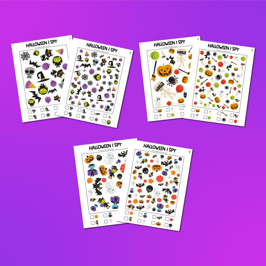 6 halloween i spy worksheets