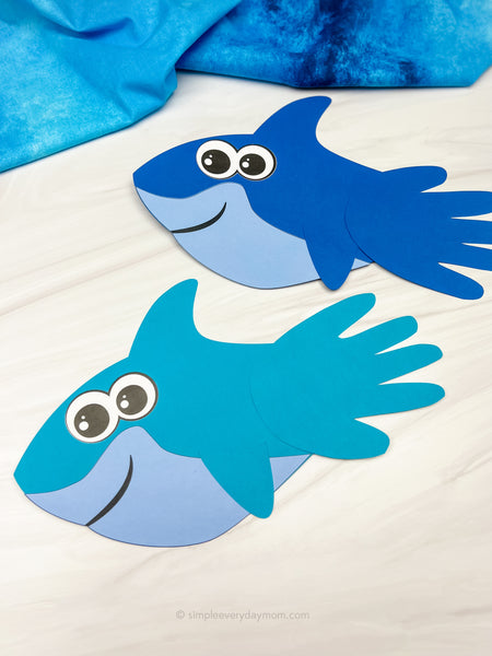 2 handprint shark crafts