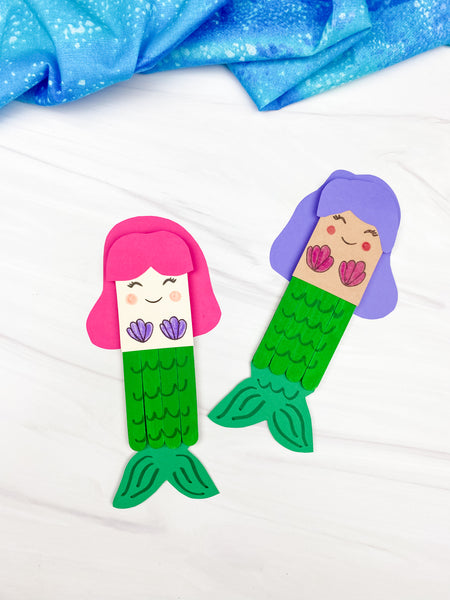 2 mermaid popsicle stick crafts