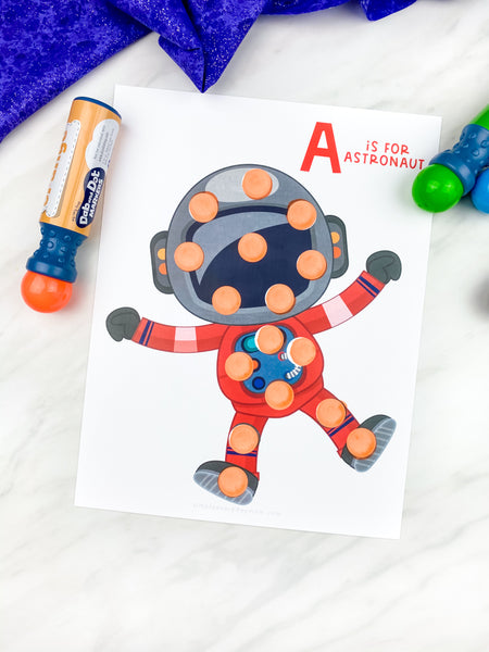 astronaut do a dot printables with dot markers