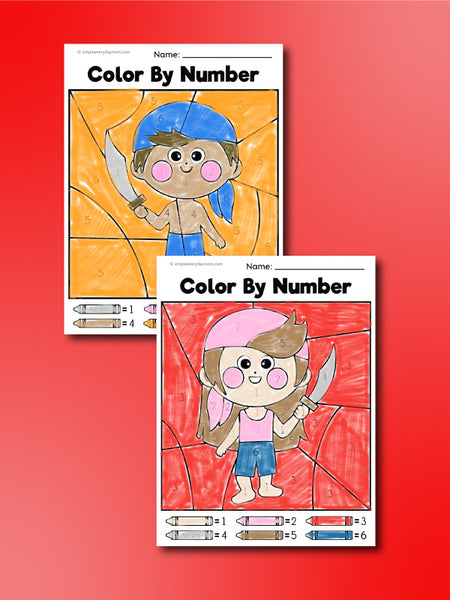 pirate color by number printables
