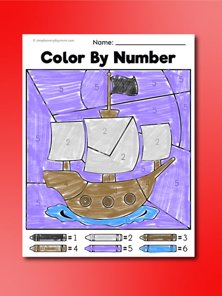 pirate color by number printable