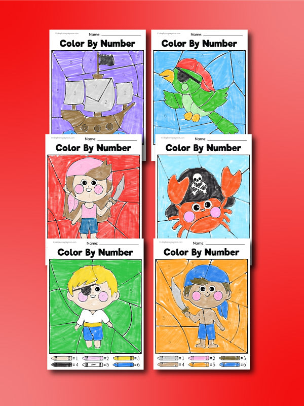 pirate color by number printables