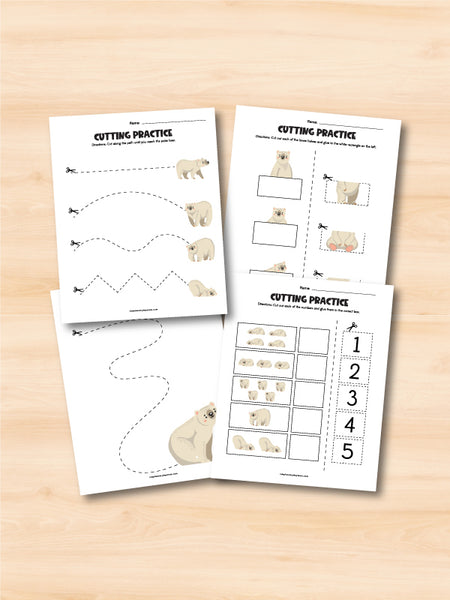 polar bear cutting activity pages