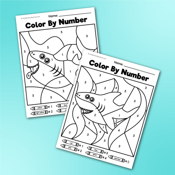Shark Color By Number Printables