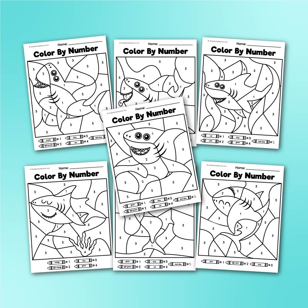 Shark Color By Number Printables