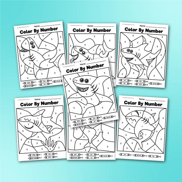 Shark Color By Number Printables