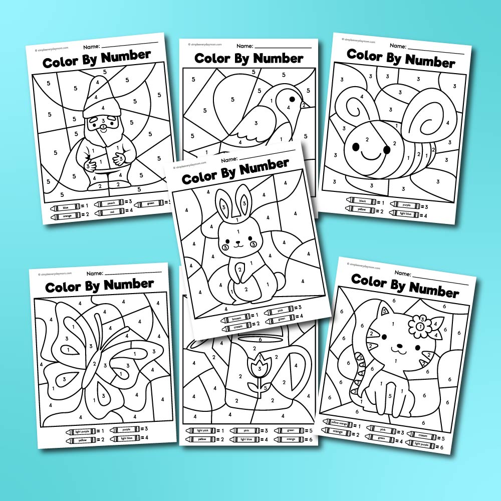 Spring Color By Number Worksheets