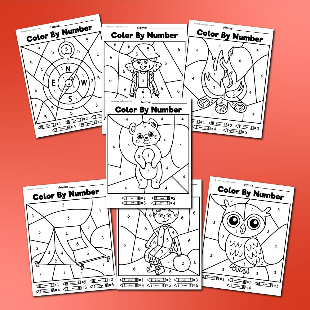 Camping Color By Number Printables