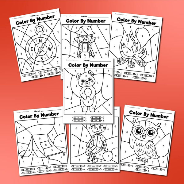Camping Color By Number Printables
