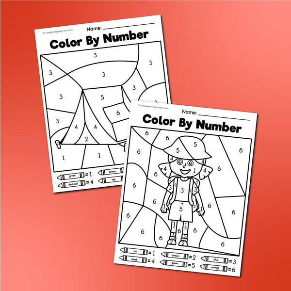 Camping Color By Number Printables