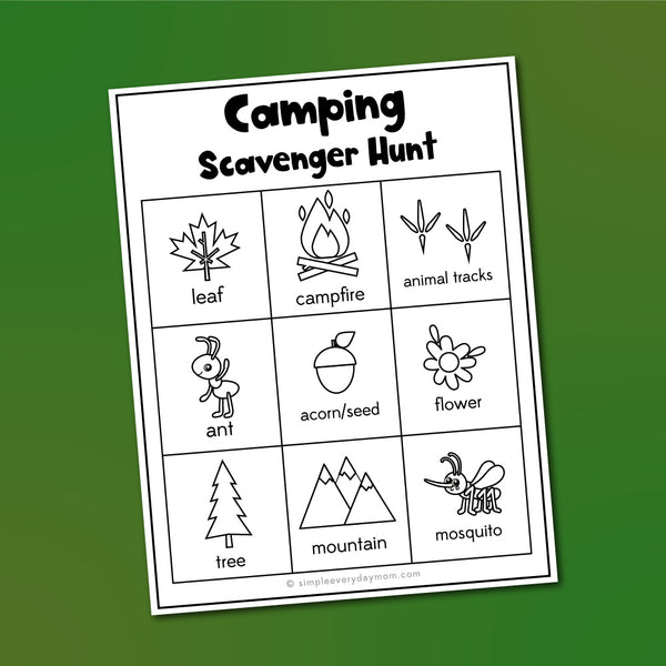 camping scavenger hunt printable