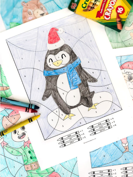 Christmas color by number printables