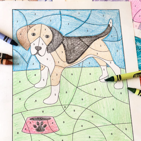 dog color by number worksheets