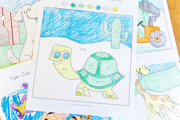 color by number worksheets kindergarten