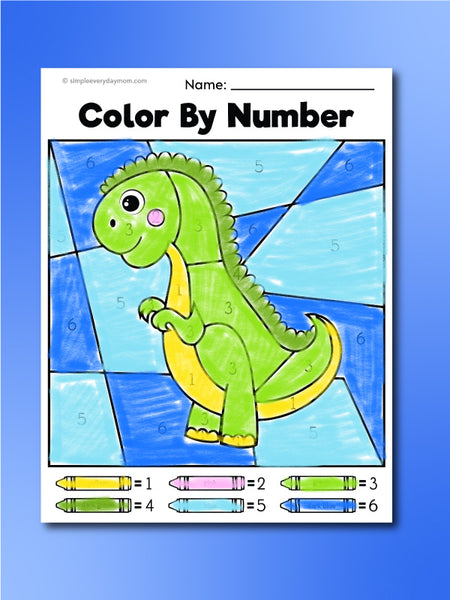 Dinosaur Color By Number Worksheets