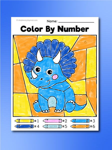 Dinosaur Color By Number Worksheets