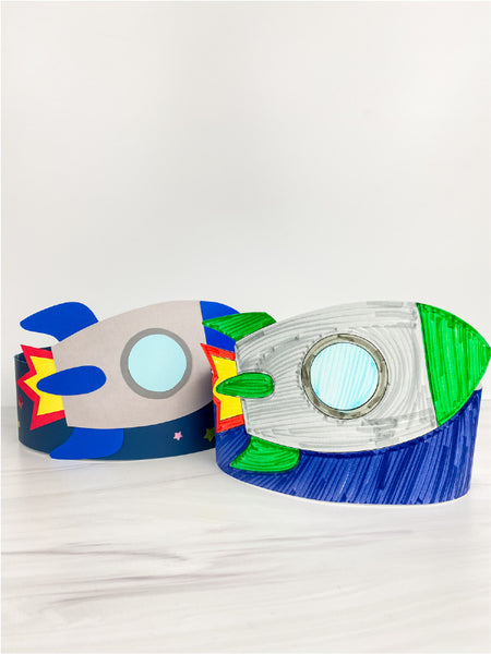 2 rocket ship headband crafts