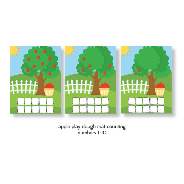 play dough apple counting mats