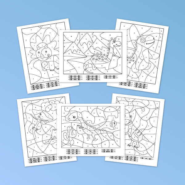 dinosaur color by number printables