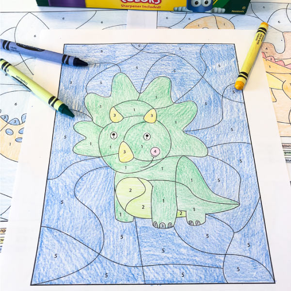 dinosaur color by number