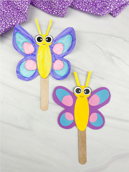 2 butterfly stick puppets