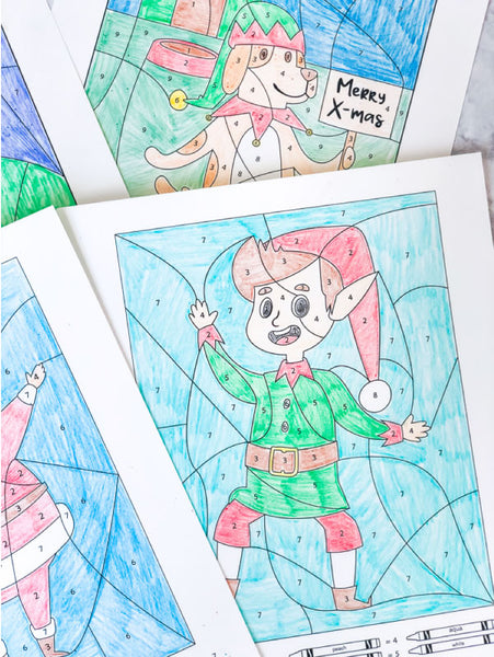 christmas color by number worksheets