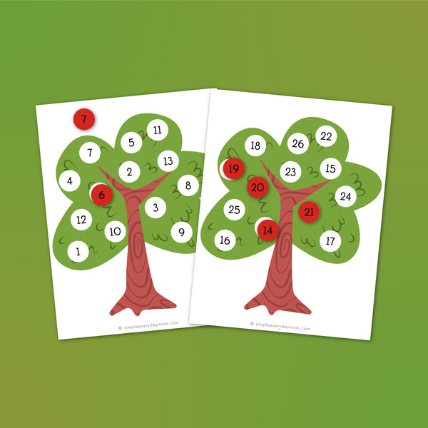 apple tree number match worksheet