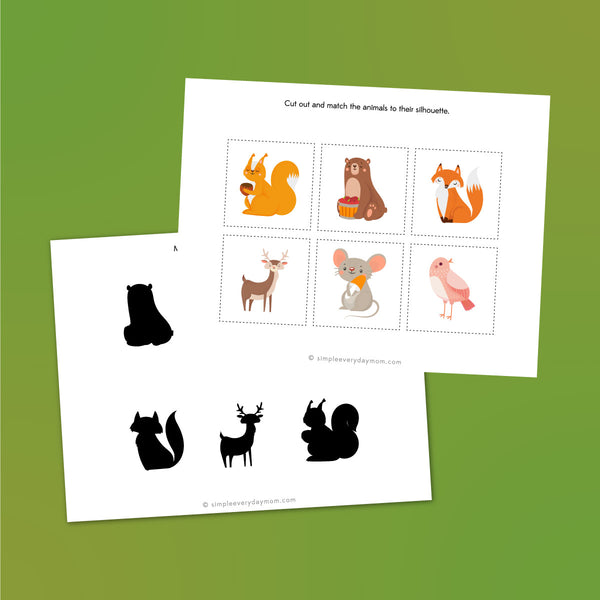fall animal silhouette matching printables