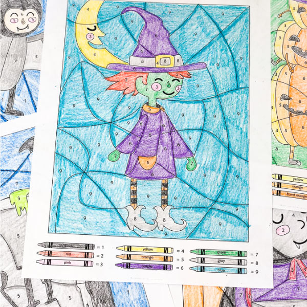 Halloween Color By Number Worksheets