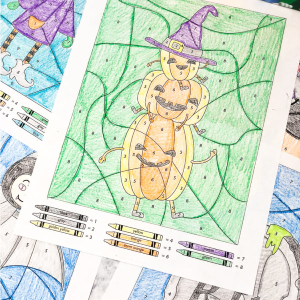 Halloween Color By Number Worksheets