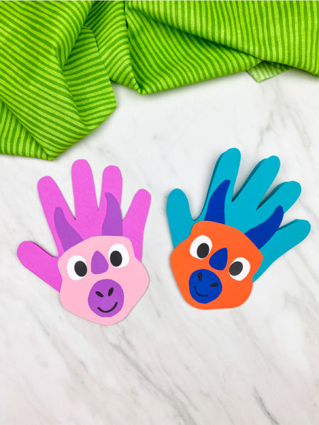 2 handprint dinosaur card crafts