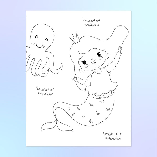 mermaid coloring page for kids 