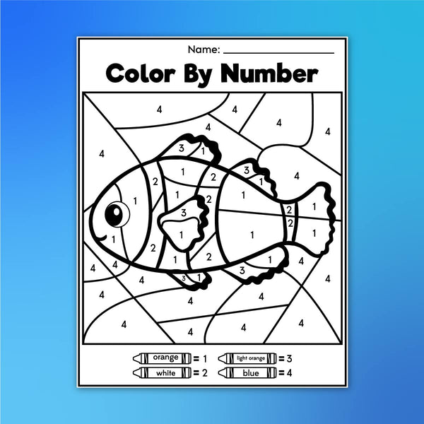 Ocean Color By Number Worksheets