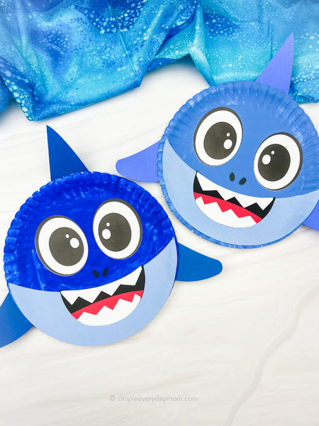 2 paper plate shark crafts