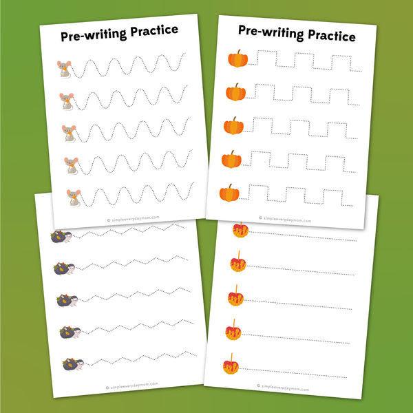 fall pre writing practice worksheets