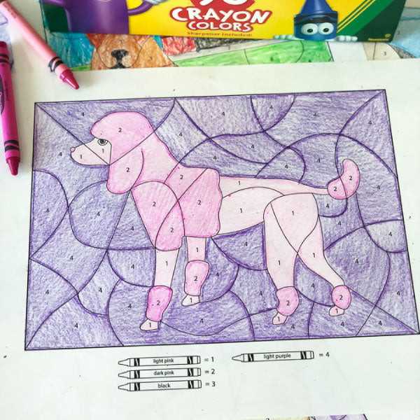 dog color by number worksheets