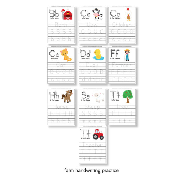 farm handwriting practice worksheets