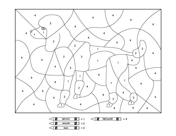 dog color by number worksheets