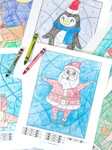 christmas color by number coloring pages