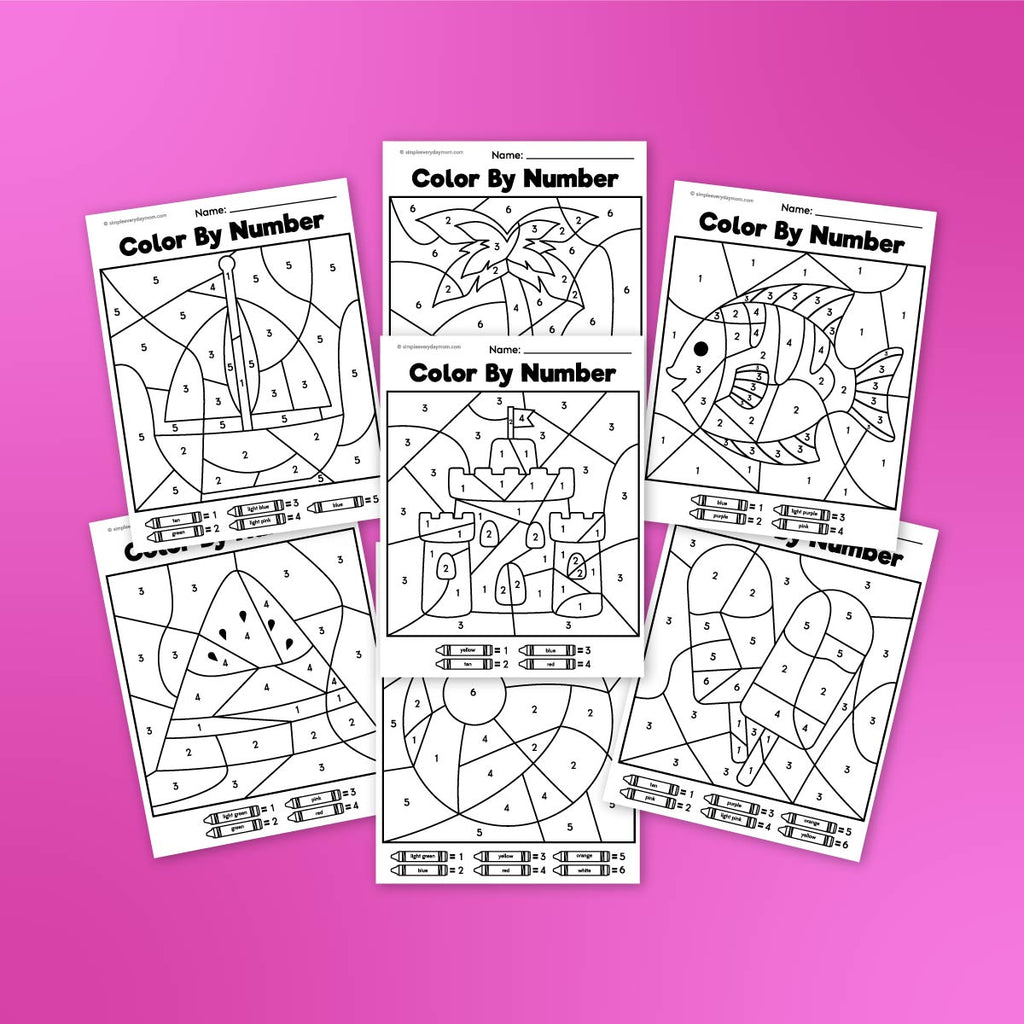Summer Color By Number Printables