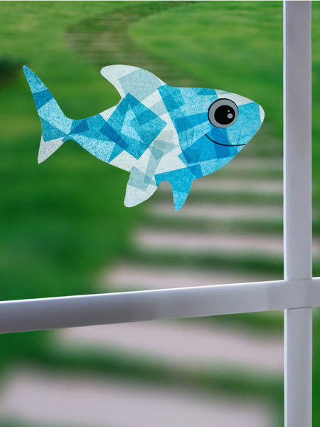 shark suncatcher craft on window
