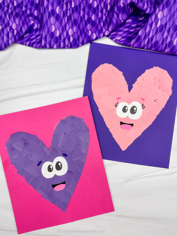 Torn Paper Valentine Craft Template