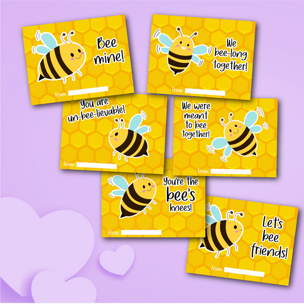 Printable Bee Valentine Cards For Kids